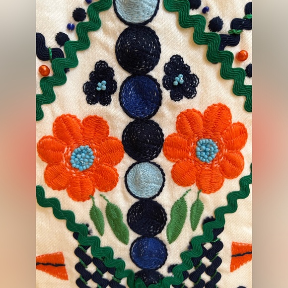 Anthropologie Postmark Embellished Linen Shift Dress size 2  EUC - Picture 6 of 11